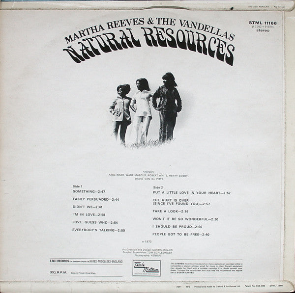 Martha Reeves & The Vandellas : Natural Resources (LP, Album)