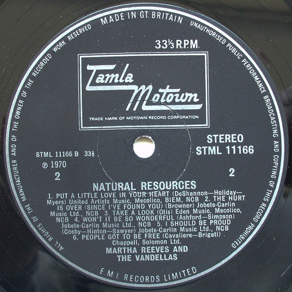 Martha Reeves & The Vandellas : Natural Resources (LP, Album)