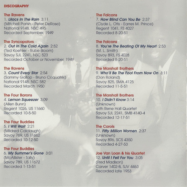 Various : The Roots Of Doo-Wop - Savoy Vocal Groups (CD, Comp)