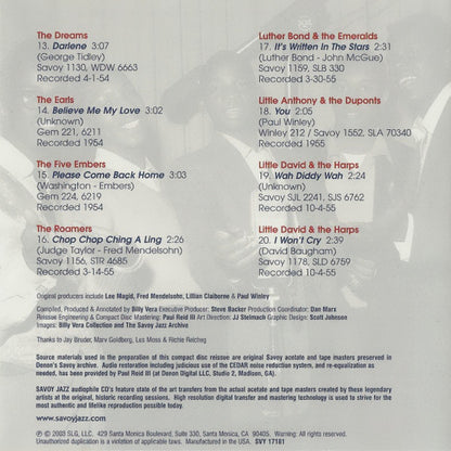Various : The Roots Of Doo-Wop - Savoy Vocal Groups (CD, Comp)