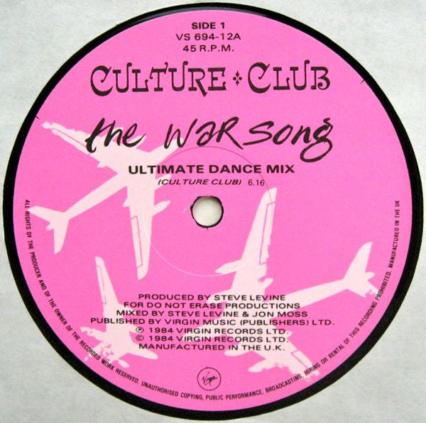 Culture Club : The War Song (Ultimate Dance Mix) (12", Single)