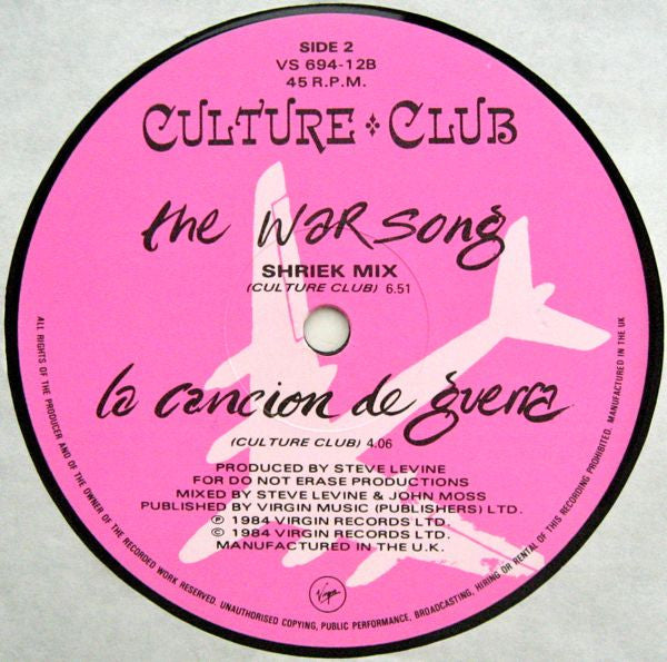 Culture Club : The War Song (Ultimate Dance Mix) (12", Single)