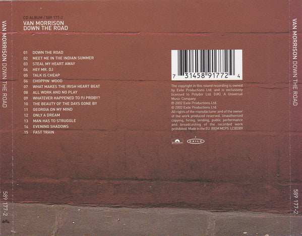 Van Morrison : Down The Road (CD, Album, S/Edition)