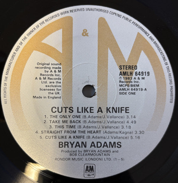 Bryan Adams : Cuts Like A Knife (LP, Album)