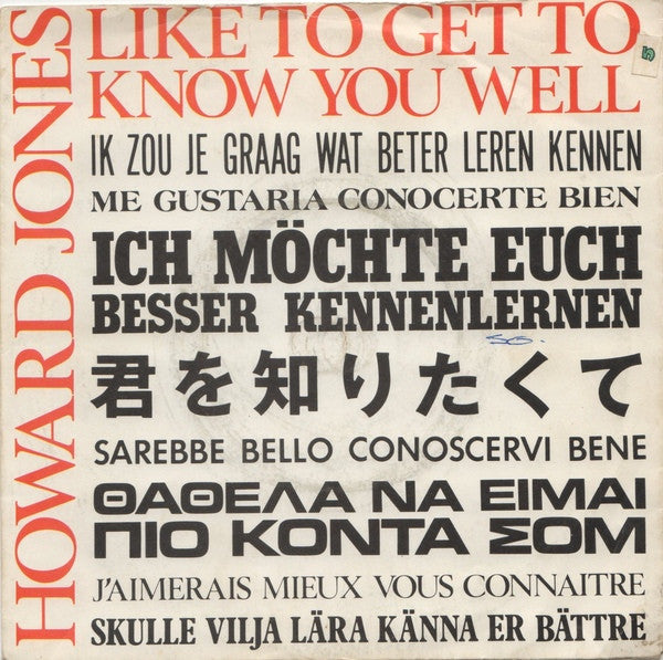 Howard Jones : Like To Get To Know You Well (7", Single, Sil)