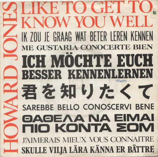 Howard Jones : Like To Get To Know You Well (7", Single, Sil)