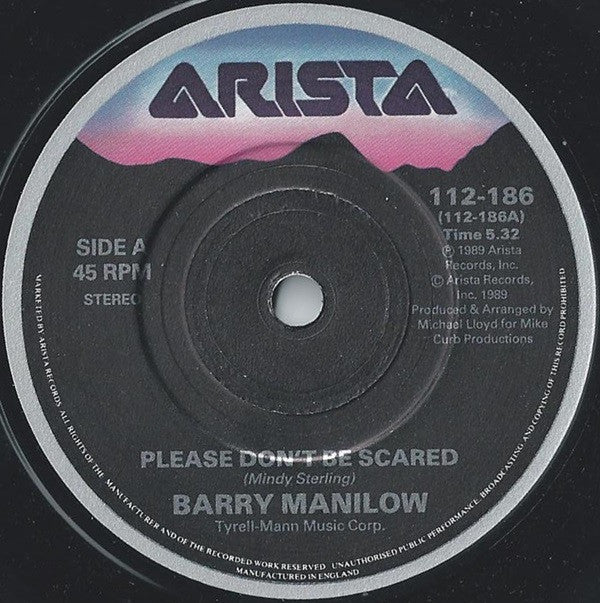 Barry Manilow : Please Don't Be Scared (7", Single)