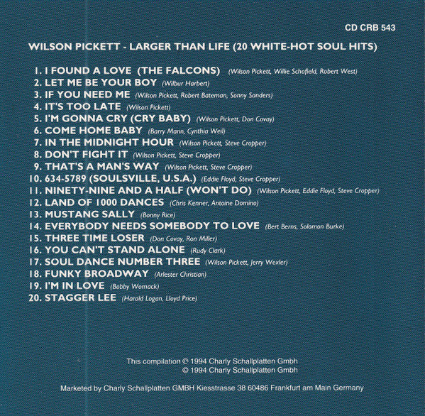 Wilson Pickett : Larger Than Life (CD, Comp, Smplr)