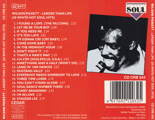 Wilson Pickett : Larger Than Life (CD, Comp, Smplr)