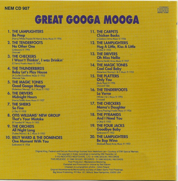 Various : Great Googa Mooga: Rhythm & Bluesin' With King - Federal - Deluxe Vocal Groups, Vol 1 (CD, Comp)