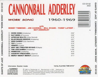 Cannonball Adderley : Work Song 1960-1969 (CD, Comp)