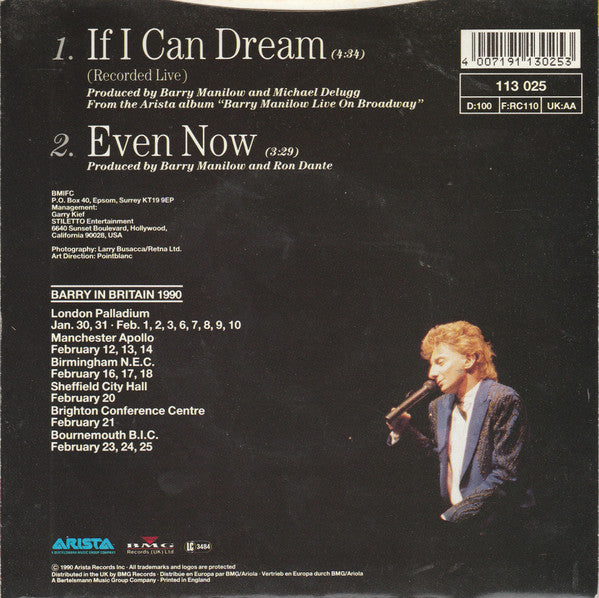 Barry Manilow : If I Can Dream (7", Single)