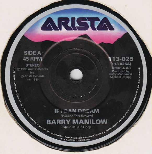 Barry Manilow : If I Can Dream (7", Single)