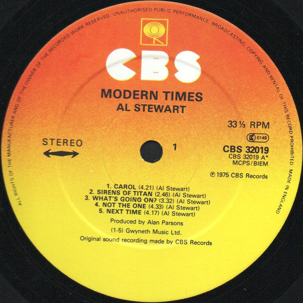 Al Stewart : Modern Times (LP, Album, RE)
