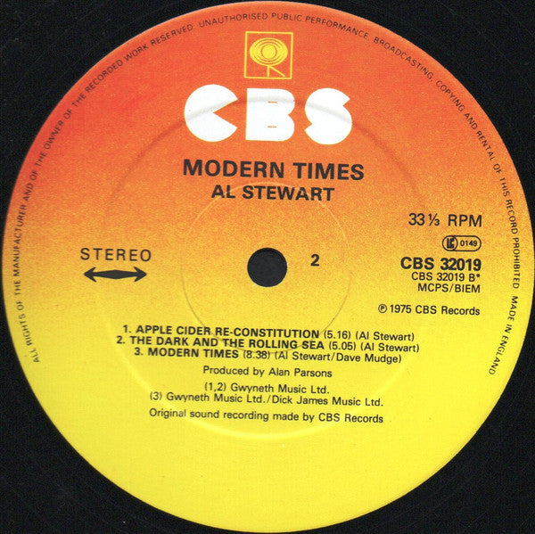 Al Stewart : Modern Times (LP, Album, RE)