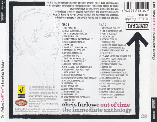 Chris Farlowe : Out Of Time - The Immediate Anthology (2xCD, Comp)