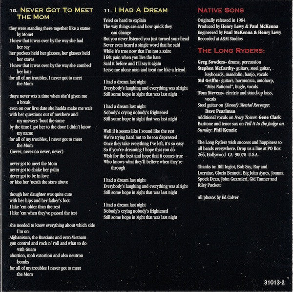 The Long Ryders : Native Sons (CD, Album)