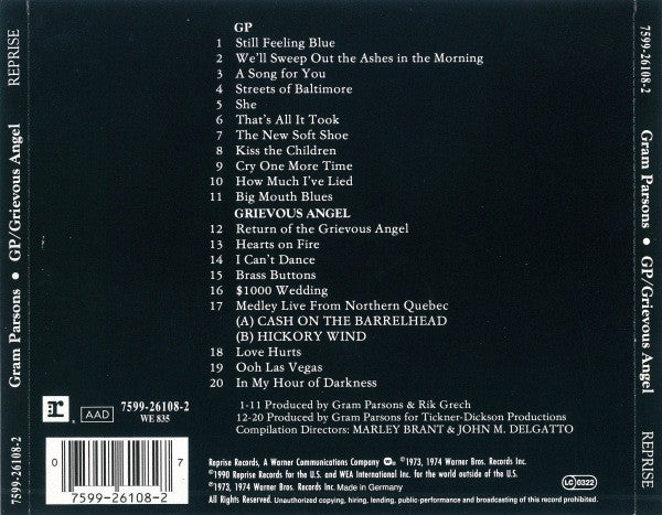 Gram Parsons : GP / Grievous Angel (CD, Comp, RP)