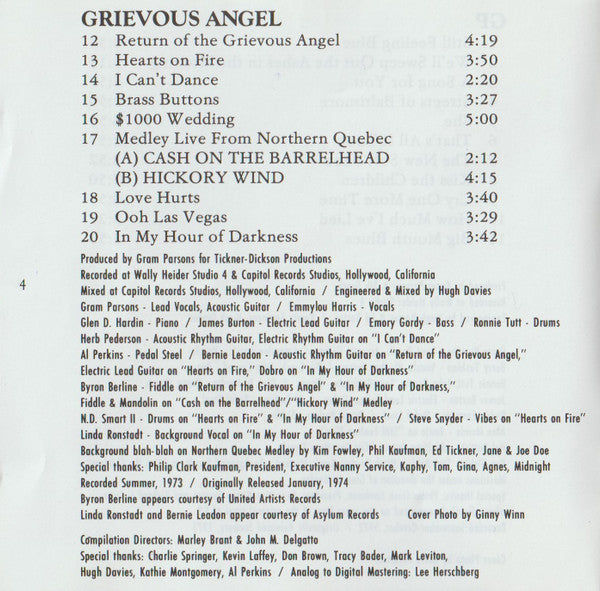 Gram Parsons : GP / Grievous Angel (CD, Comp, RP)