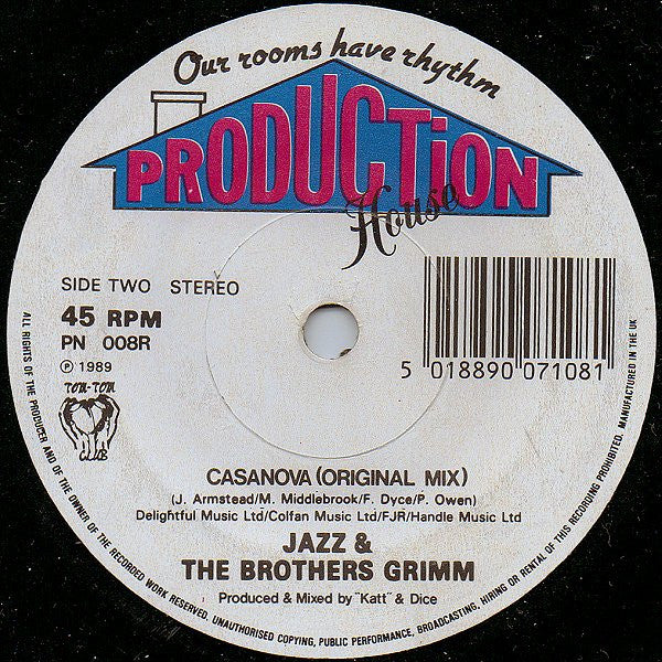 Jazz & The Brothers Grimm Featuring Baby D & MC Juice : Casanova (The Raising Hell Remix) (7", Single)