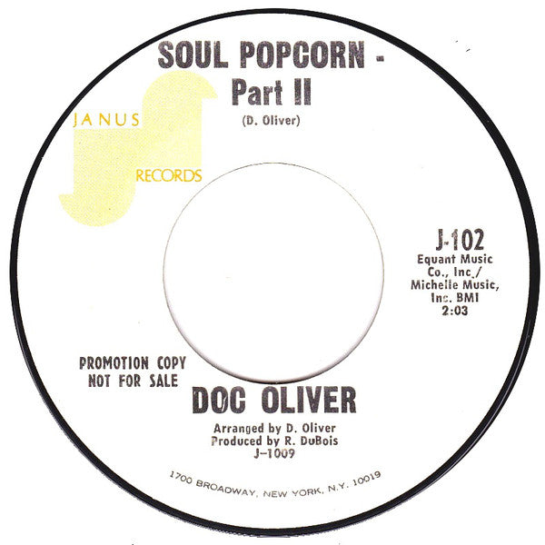 Doc Oliver : Soul Popcorn (7", Single, Promo)