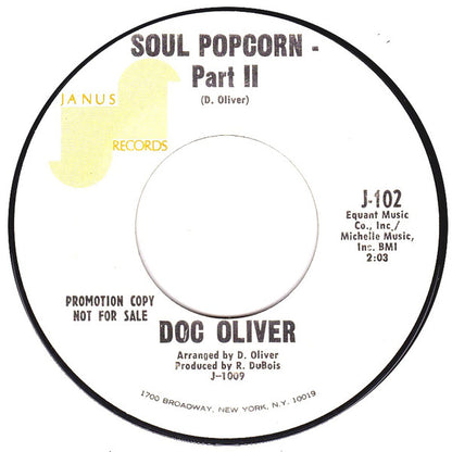 Doc Oliver : Soul Popcorn (7", Single, Promo)