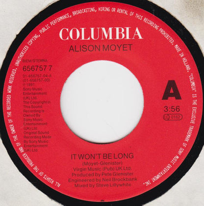 Alison Moyet : It Won't Be Long (7", Single)