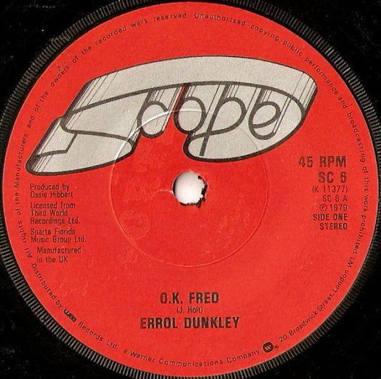 Errol Dunkley : O.K. Fred (7", Single, Dam)
