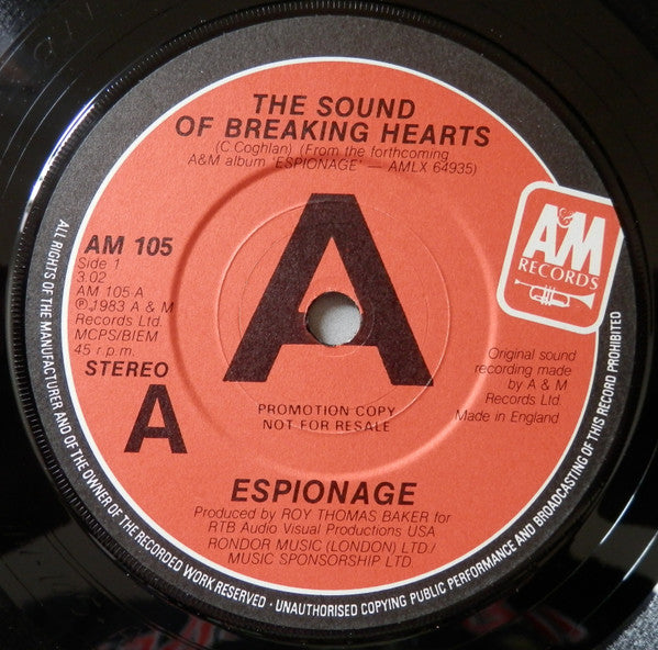 Espionage (4) : The Sound Of Breaking Hearts (7", Promo)