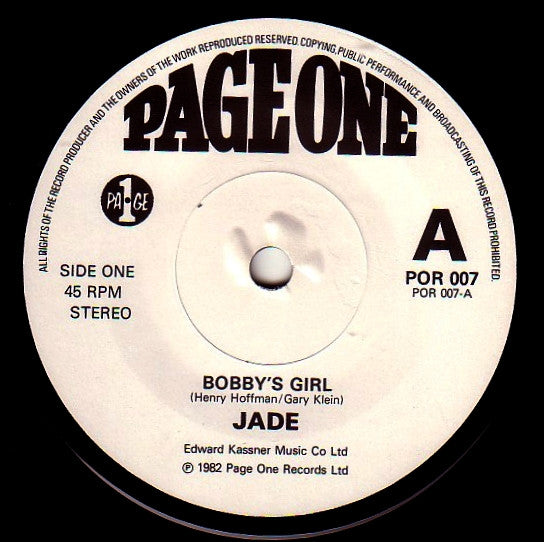 Jade (7) : Bobby's Girl (7")