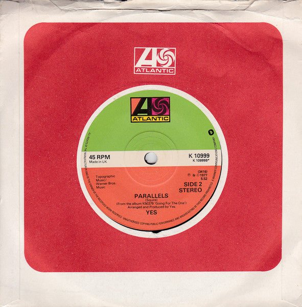 Yes : Wonderous Stories (7", Single, RP, Sol)