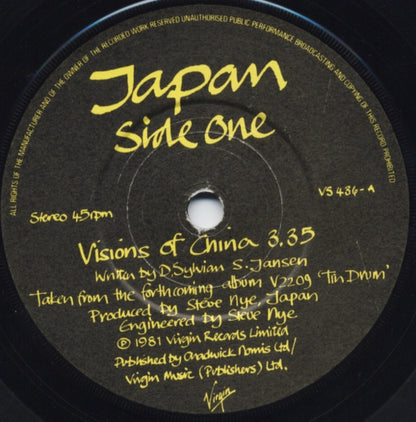 Japan : Visions Of China (7", Single, Mat)