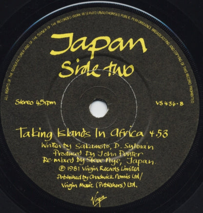 Japan : Visions Of China (7", Single, Mat)