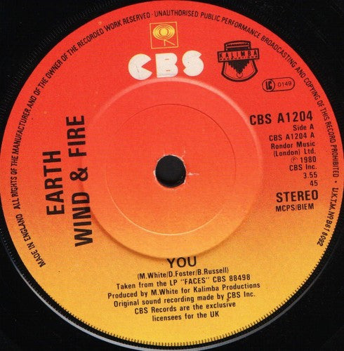Earth, Wind & Fire : You (7", Single)