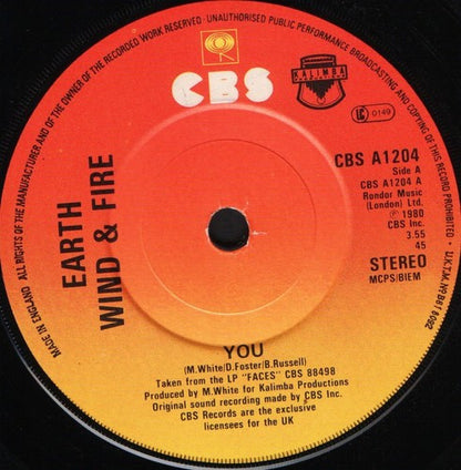 Earth, Wind & Fire : You (7", Single)