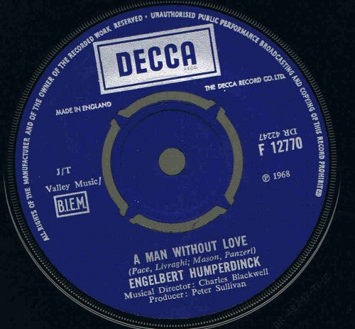 Engelbert Humperdinck : A Man Without Love / Call On Me (7", Single)