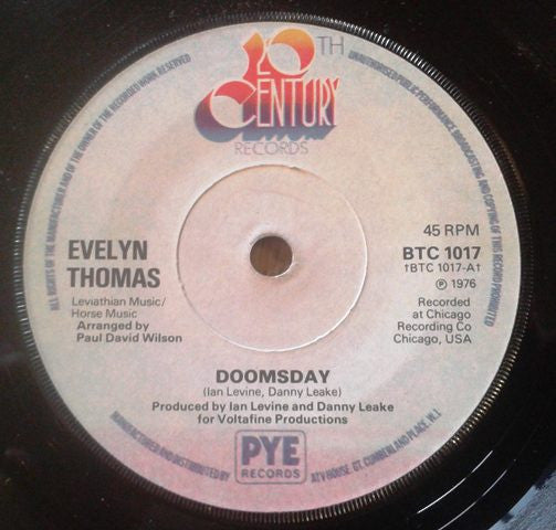 Evelyn Thomas : Doomsday (7", Single, Sol)