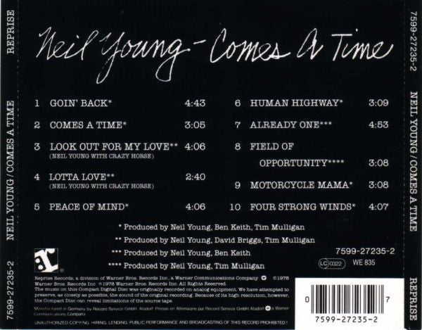 Neil Young : Comes A Time (CD, Album, RE)