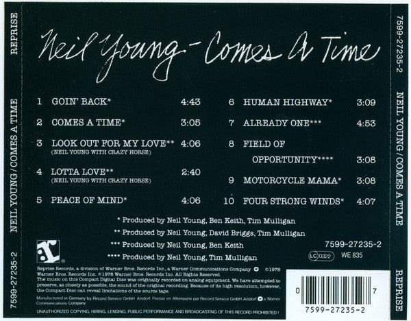 Neil Young : Comes A Time (CD, Album, RE)
