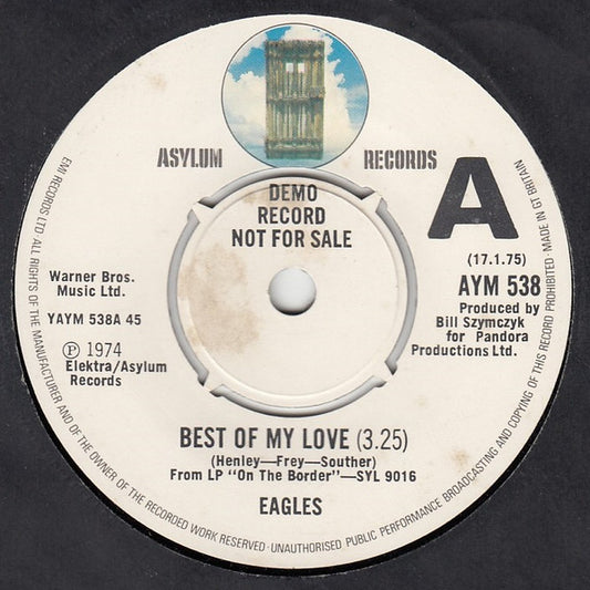 Eagles : Best Of My Love  (7", Single, Promo)