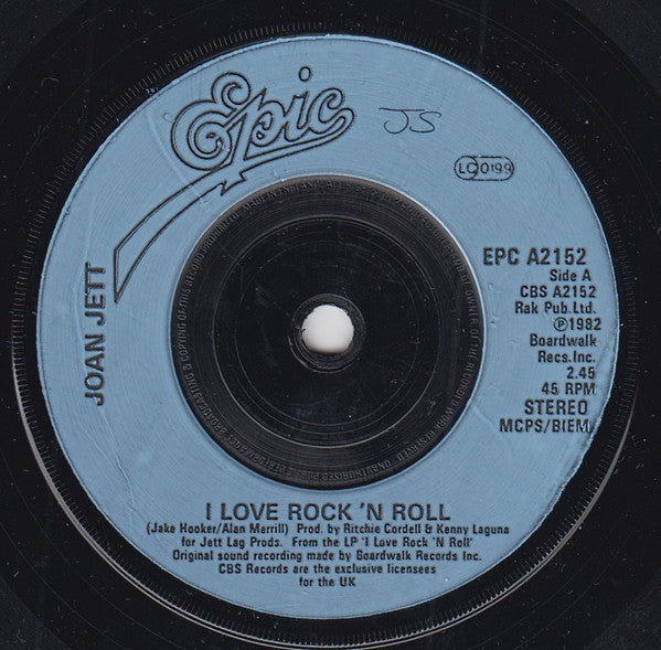 Joan Jett & The Blackhearts : I Love Rock-N-Roll (7", Single, Inj)