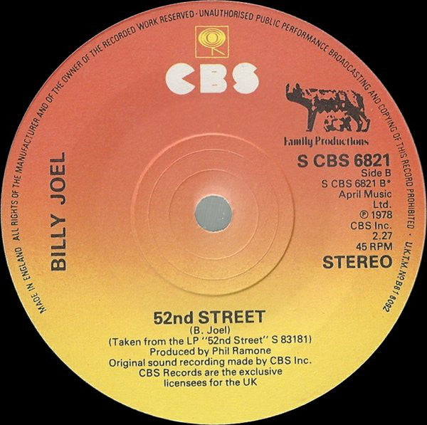 Billy Joel : My Life (7", Single)