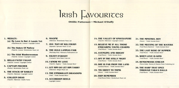 Ottilie Patterson + Michael O'Duffy : Irish Favourites (CD, Comp)