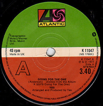 Yes : Going For The One (7", Single)