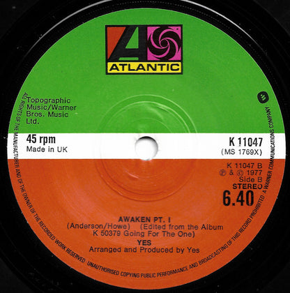 Yes : Going For The One (7", Single)