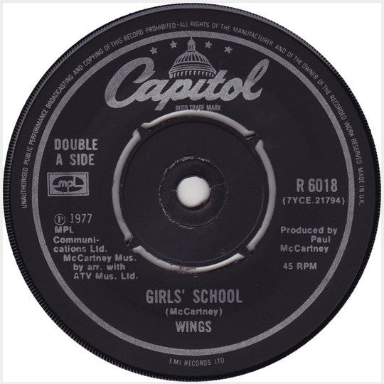 Wings (2) : Mull Of Kintyre / Girls' School (7", Single)