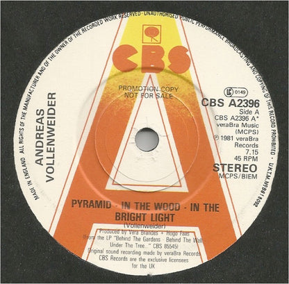 Andreas Vollenweider : Pyramid - In The Wood - In The Bright Light (7", Single, Promo)