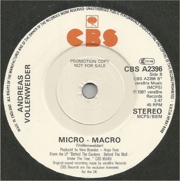 Andreas Vollenweider : Pyramid - In The Wood - In The Bright Light (7", Single, Promo)