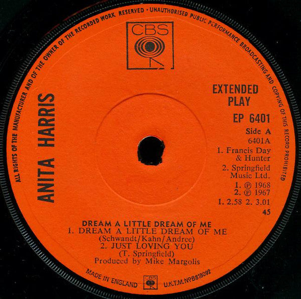 Anita Harris : Dream A Little Dream Of Me (7", EP)