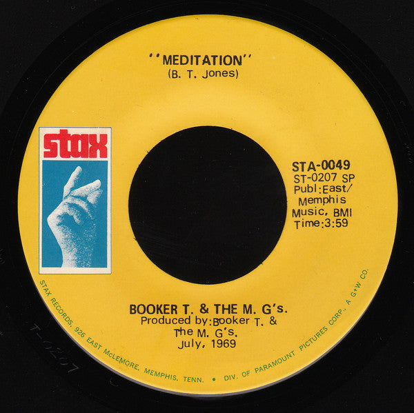 Booker T & The MG's : Slum Baby / Meditation (7")